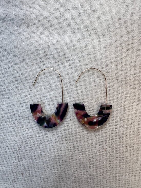 Unbranded Jewelry - Tortoise Multicolor Acetate U-Drop Threader Earrings Gold-Tone Statement